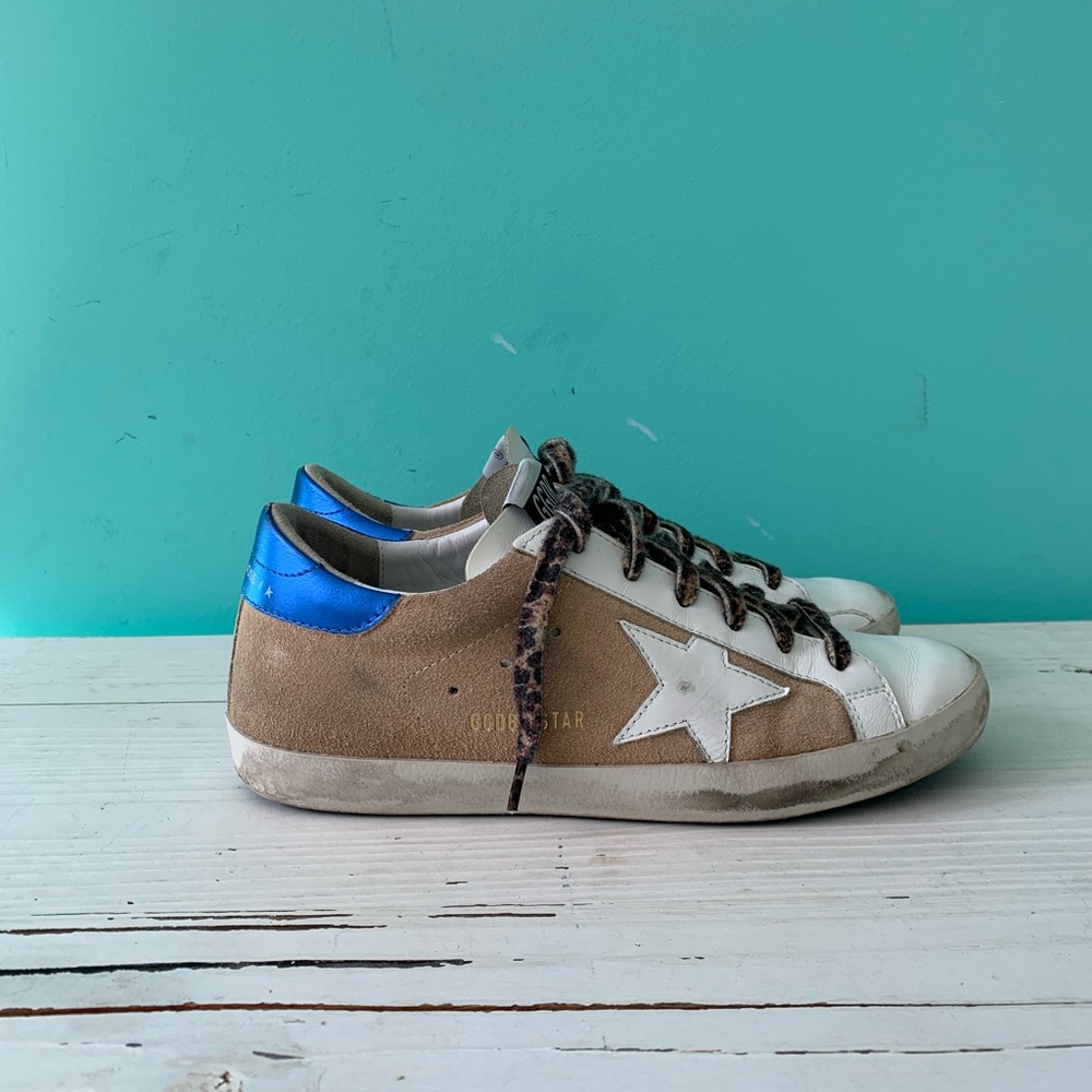 Golden Goose Superstars in Tan Suede